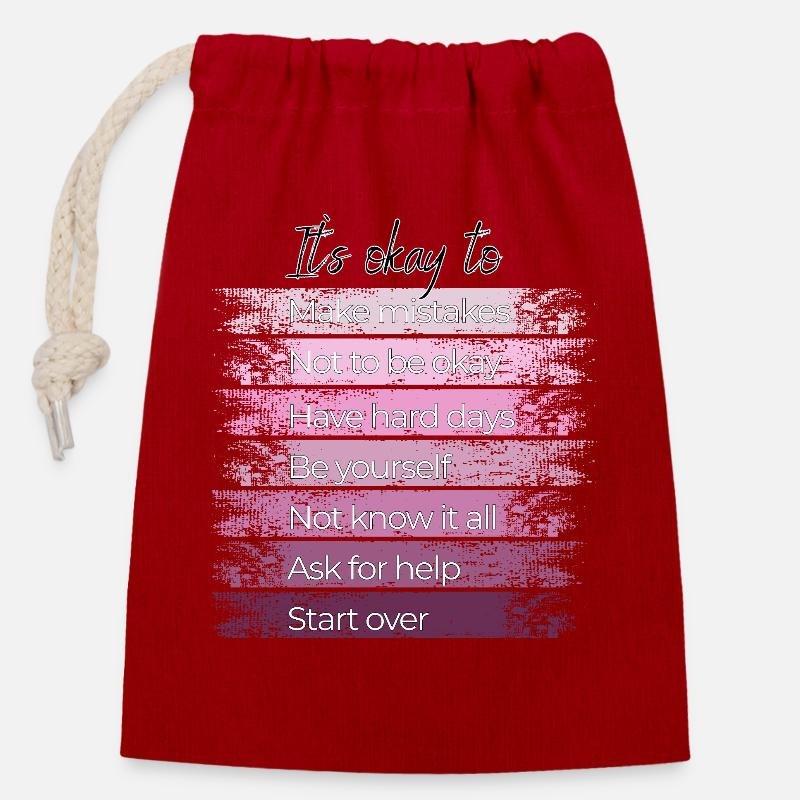Il est normal de recommencer. - Sac cadeau en coton avec cordon (14 x 20 cm) - rouge
