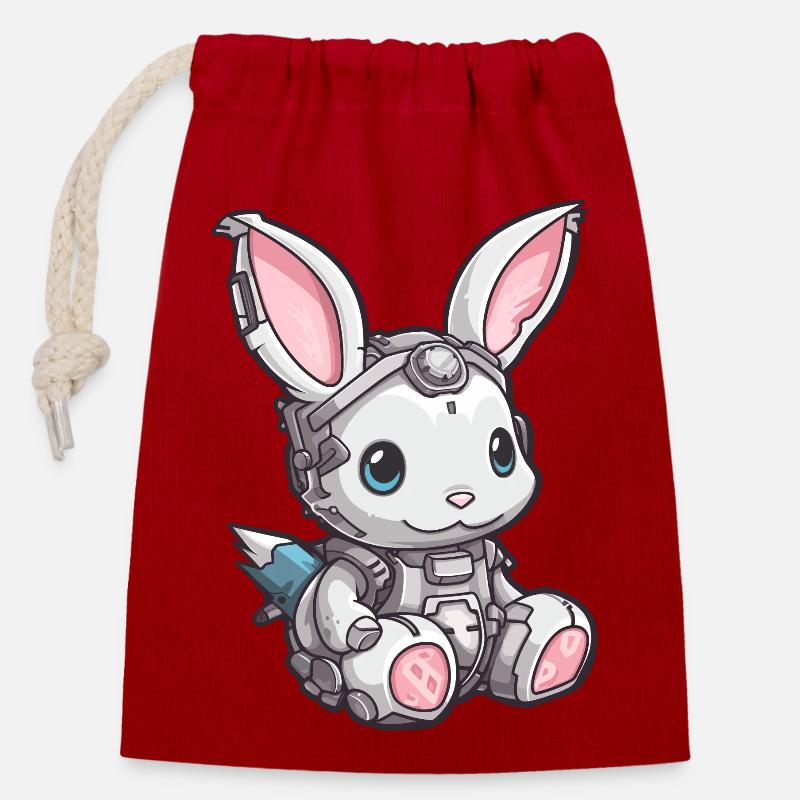 Cyber Bunny 1 - Verschließbarer Geschenkbeutel aus Baumwolle (14x20cm) - Rot