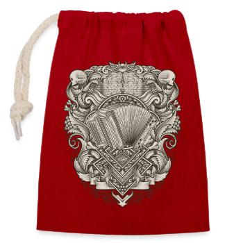 Steirische Harmonika Vintage Illu  | ZiachON! - Verschließbarer Geschenkbeutel aus Baumwolle (14x20cm) - Rot - Vorne