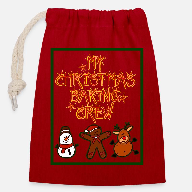 My christmax baking crew - Closable cotton gift bag (14x20cm) - red