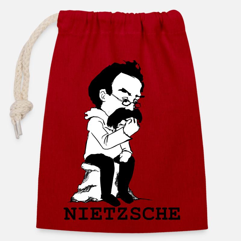 Nietzsche - Verschließbarer Geschenkbeutel aus Baumwolle (14x20cm) - Rot