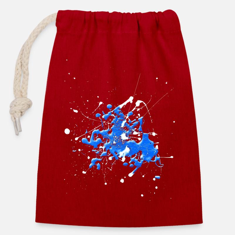 Blancbleu.Éclaboussure - Sac cadeau en coton avec cordon (14 x 20 cm) - rouge