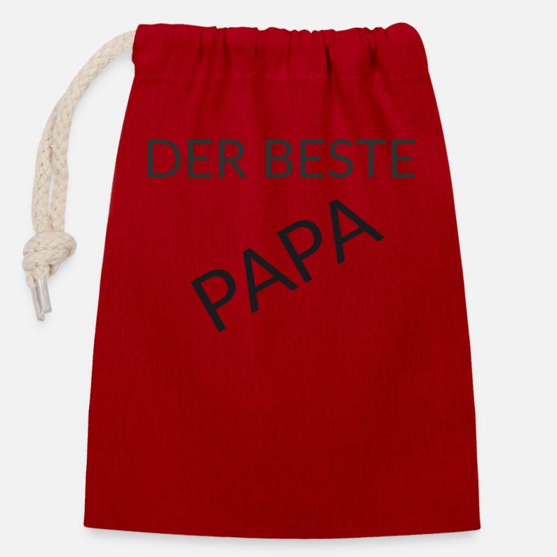 Der beste Papa - Verschließbarer Geschenkbeutel aus Baumwolle (14x20cm) - Rot