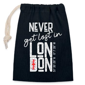 Never get lost in London - Verschließbarer Geschenkbeutel aus Baumwolle (14x20cm) - Navy - Vorne