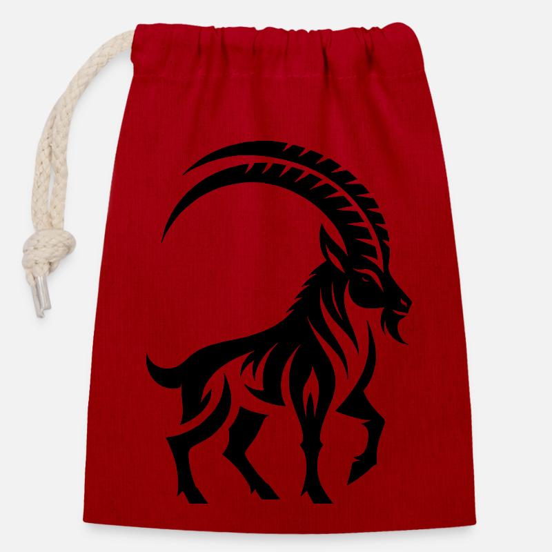 Sternzeichen Steinbock Tattoo - Verschließbarer Geschenkbeutel aus Baumwolle (14x20cm) - Rot