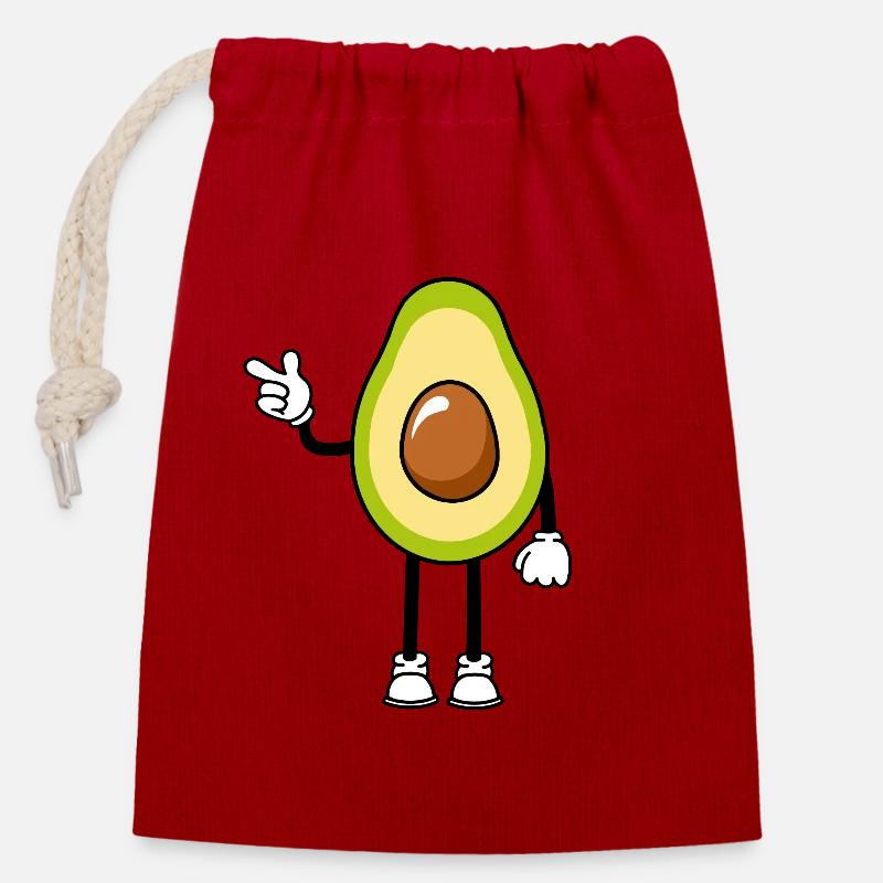 Avocado - Verschließbarer Geschenkbeutel aus Baumwolle (14x20cm) - Rot