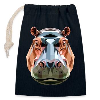 Nilpferd Flusspferd Mama Hippopotamus Cooles Hippo - Verschließbarer Geschenkbeutel aus Baumwolle (14x20cm) - Navy - Vorne