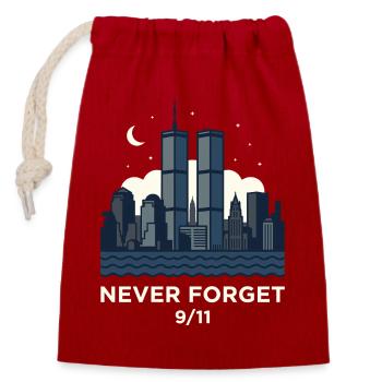 Never Forget 9/11 Skyline Night - Closable cotton gift bag (14x20cm) - red - Front