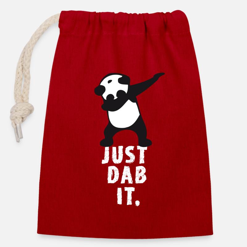 dab just dab it panda dabbing touchdown super win - Closable cotton gift bag (14x20cm) - red