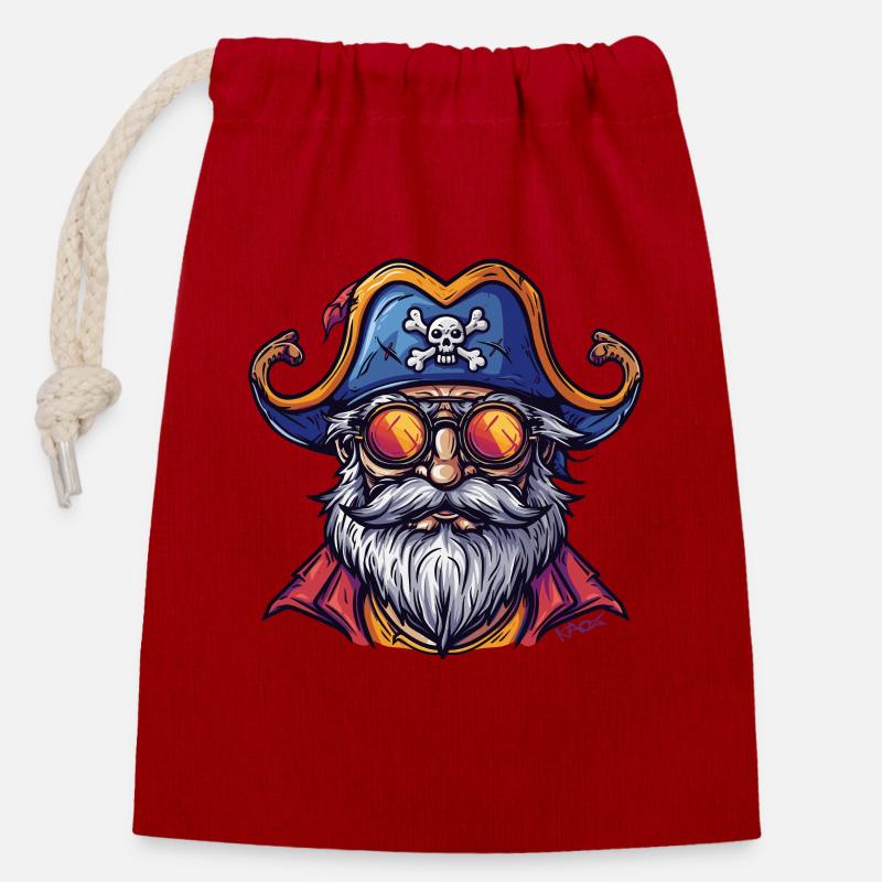 Professeur Pirate - Sac cadeau en coton avec cordon (14 x 20 cm) - rouge
