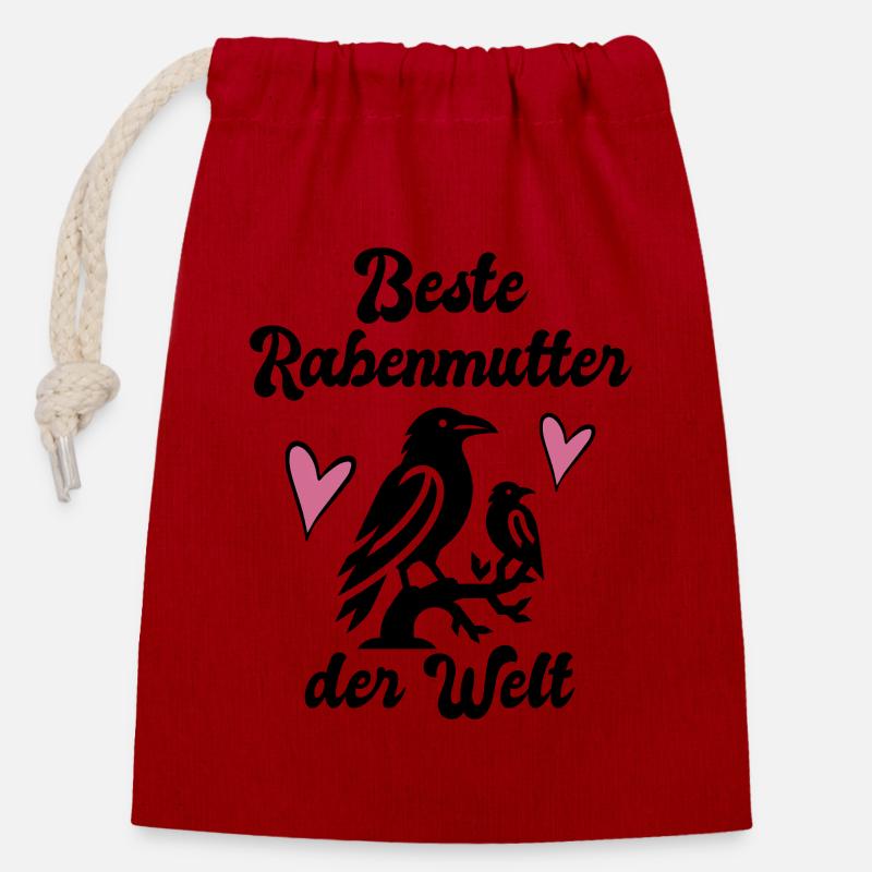 Rabenmutter Mama Geschenk lustig Schwarzer Humor - Verschließbarer Geschenkbeutel aus Baumwolle (14x20cm) - Rot