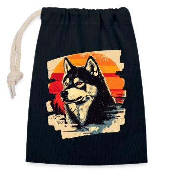 Husky - Closable cotton gift bag (14x20cm) - navy - Front