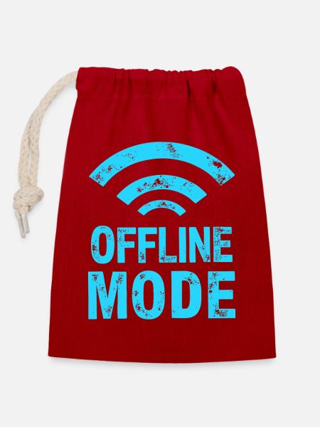 Endlich im Funkloch – Offline-Modus - Verschließbarer Geschenkbeutel aus Baumwolle (14x20cm) - Rot