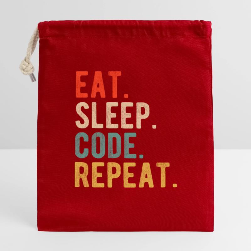 Eat Sleep Code Repeat Programmierer Nerd Retro Verschließbarer Geschenkbeutel aus Baumwolle (14x20cm)