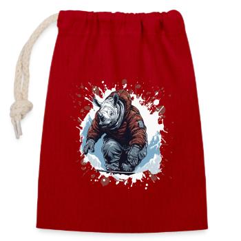 Rhino Snowboard - Sac cadeau en coton avec cordon (14 x 20 cm) - rouge - Devant