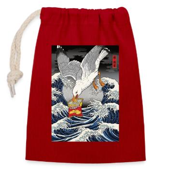 Mouettes vole des chips Drôle - Sac cadeau en coton avec cordon (14 x 20 cm) - rouge - Devant