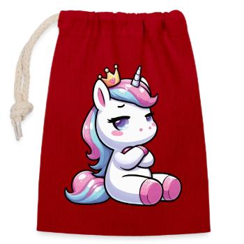 Licorne Licorne Fan Licorne Amoureux de la licorne - Sac cadeau en coton avec cordon (14 x 20 cm) - rouge - Devant