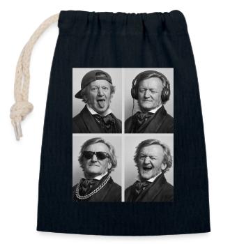 Richard Wagner - Sac cadeau en coton avec cordon (14 x 20 cm) - bleu marine - Devant