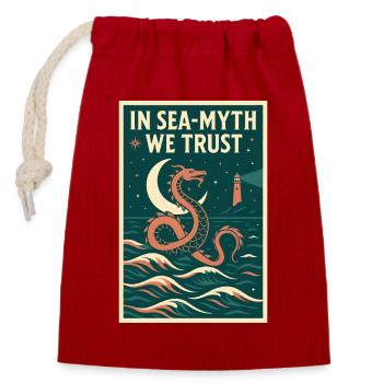 Trusting the Myth of the Sea | Sea Serpent Myth - Closable cotton gift bag (14x20cm) - red - Front