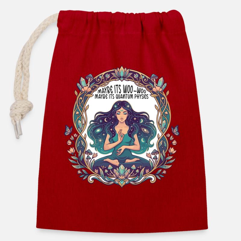 Maybe Its Woo-woo Maybe Its Quantum Physics Woman  - Sac cadeau en coton avec cordon (14 x 20 cm) - rouge