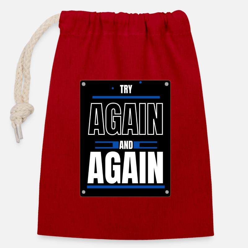 Try again - Closable cotton gift bag (14x20cm) - red