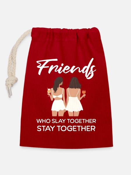 Freunde, die gemeinsam töten - Verschließbarer Geschenkbeutel aus Baumwolle (14x20cm) - Rot