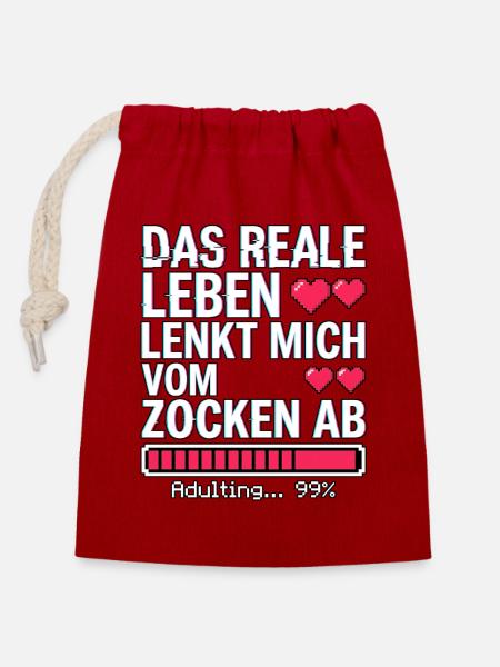 Gaming Spruch - Verschließbarer Geschenkbeutel aus Baumwolle (14x20cm) - Rot