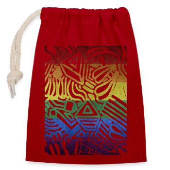 Geometric Print - Closable cotton gift bag (14x20cm) - red - Front