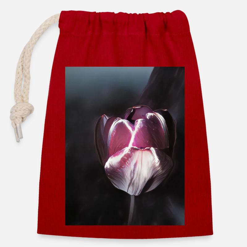 Tulpe comic - Verschließbarer Geschenkbeutel aus Baumwolle (14x20cm) - Rot