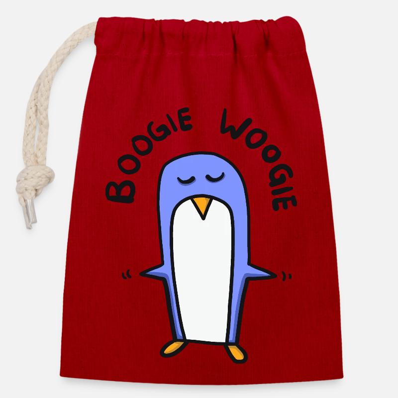 Pinguin tanzt boogie woogie - Verschließbarer Geschenkbeutel aus Baumwolle (14x20cm) - Rot