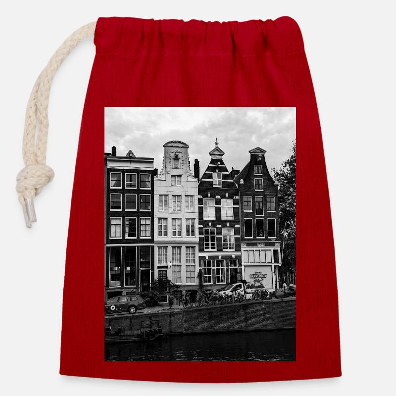 Amsterdam - Verschließbarer Geschenkbeutel aus Baumwolle (14x20cm) - Rot