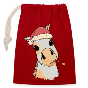 Poulain bébé Noël cadeau de Noël cheval fou - Sac cadeau en coton avec cordon (14 x 20 cm) - rouge - Devant