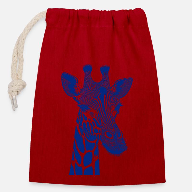 Pop Art Giraffe - Closable cotton gift bag (14x20cm) - red