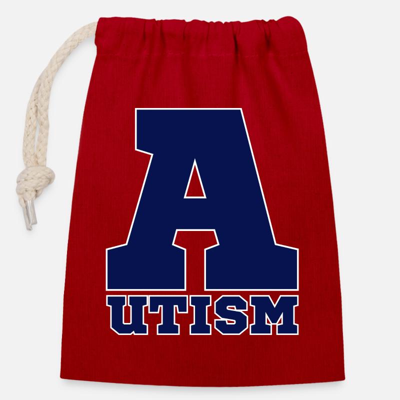 Autism - Closable cotton gift bag (14x20cm) - red