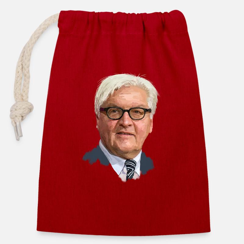 Frank-Walter Steinmeier - Verschließbarer Geschenkbeutel aus Baumwolle (14x20cm) - Rot