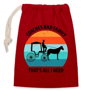 Calèche de cocher Calèche tirée par des chevaux Calèche - Sac cadeau en coton avec cordon (14 x 20 cm) - rouge - Devant