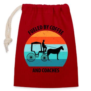 Calèche de cocher Calèche tirée par des chevaux Calèche - Sac cadeau en coton avec cordon (14 x 20 cm) - rouge - Devant