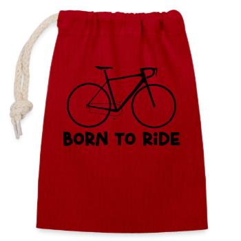 Né pour faire du vélo ! - Sac cadeau en coton avec cordon (14 x 20 cm) - rouge - Devant