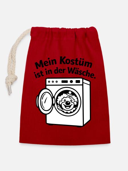Karneval_Muffel: Kostüm in Wäsche - Verschließbarer Geschenkbeutel aus Baumwolle (14x20cm) - Rot