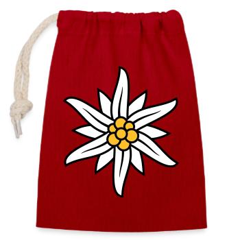 Edelweiss Bergblume Logo - Verschließbarer Geschenkbeutel aus Baumwolle (14x20cm) - Rot - Vorne