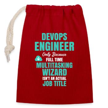 DevOps Engineer Multitasking Wizard - Closable cotton gift bag (14x20cm) - red - Front