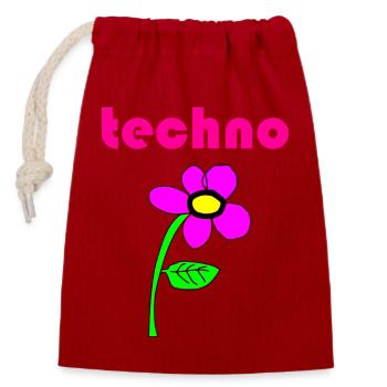techno blume - Verschließbarer Geschenkbeutel aus Baumwolle (14x20cm) - Rot - Vorne