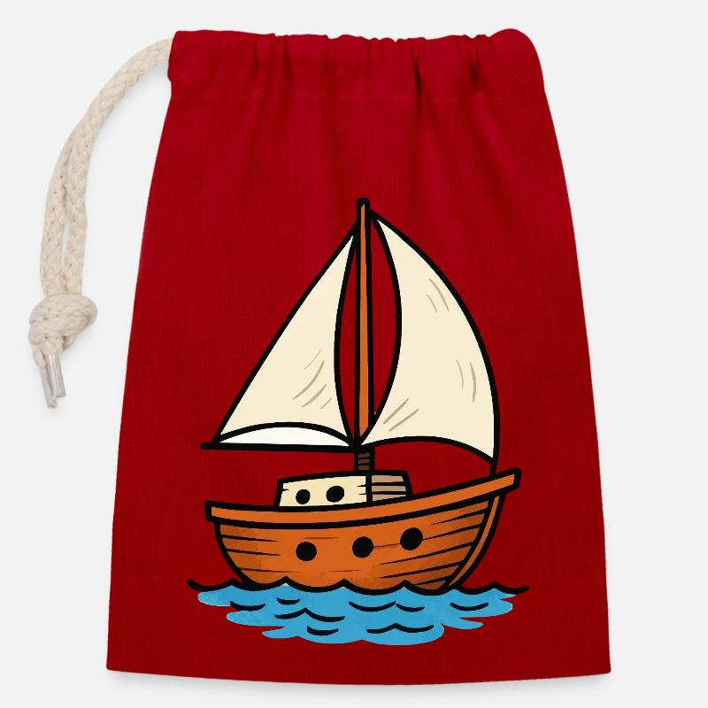 segelboot - Verschließbarer Geschenkbeutel aus Baumwolle (14x20cm) - Rot