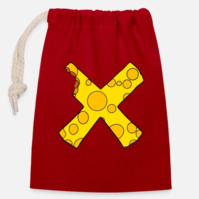 Cheese Cross - Closable cotton gift bag (14x20cm) - red