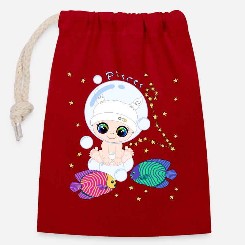 sternzeichen_pisces - Closable cotton gift bag (14x20cm) - red