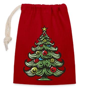 Tannenbaum Weihnachten - Verschließbarer Geschenkbeutel aus Baumwolle (14x20cm) - Rot - Vorne