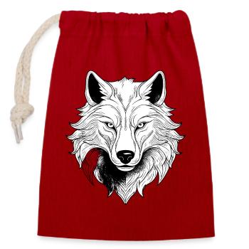 Mystischer Wolfgesicht Druck - Verschließbarer Geschenkbeutel aus Baumwolle (14x20cm) - Rot - Vorne