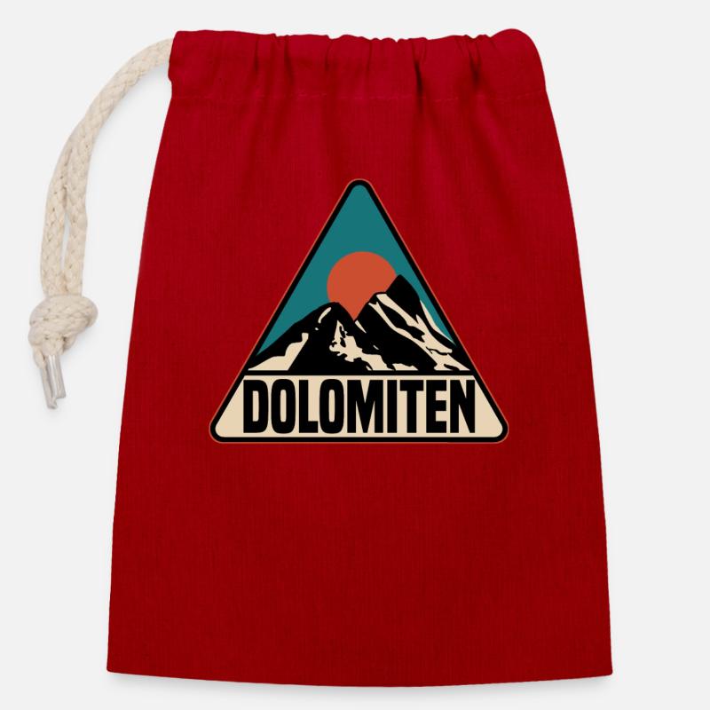 Dolomites - Closable cotton gift bag (14x20cm) - red