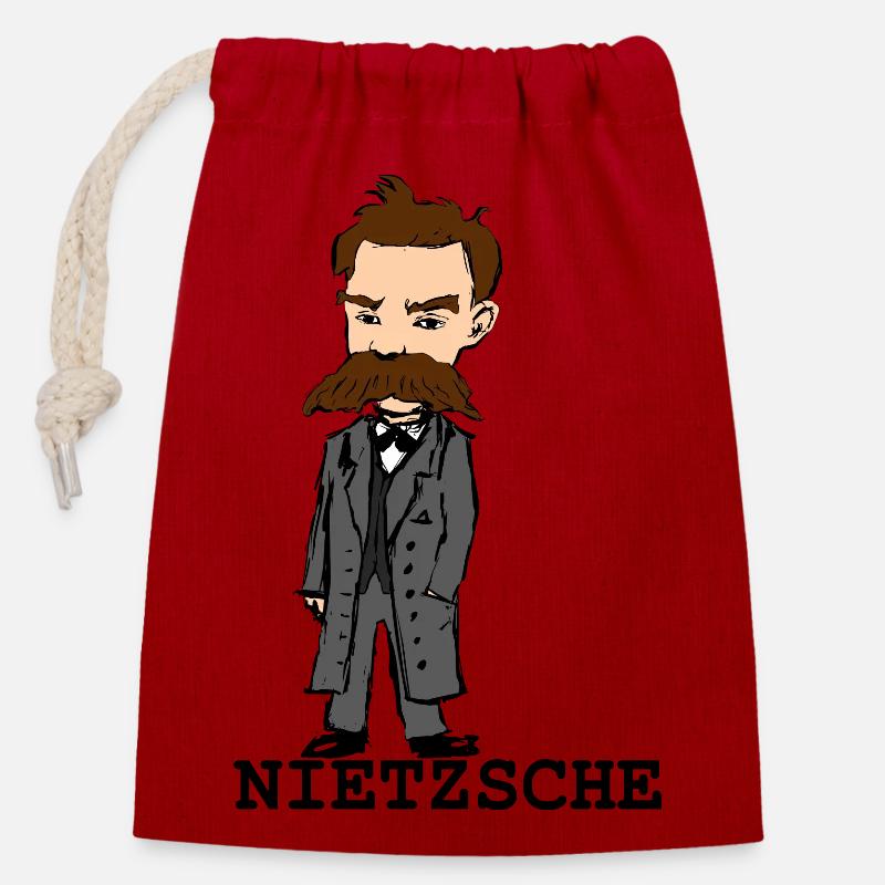 Nietzsche - Verschließbarer Geschenkbeutel aus Baumwolle (14x20cm) - Rot