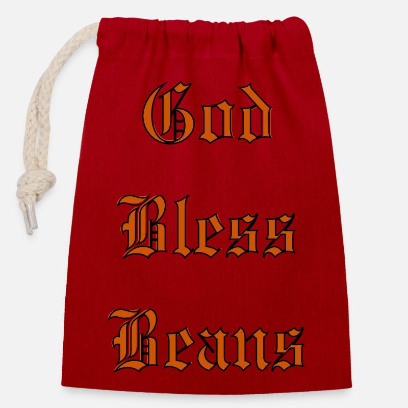 GodBlessBeans - Closable cotton gift bag (14x20cm) - red